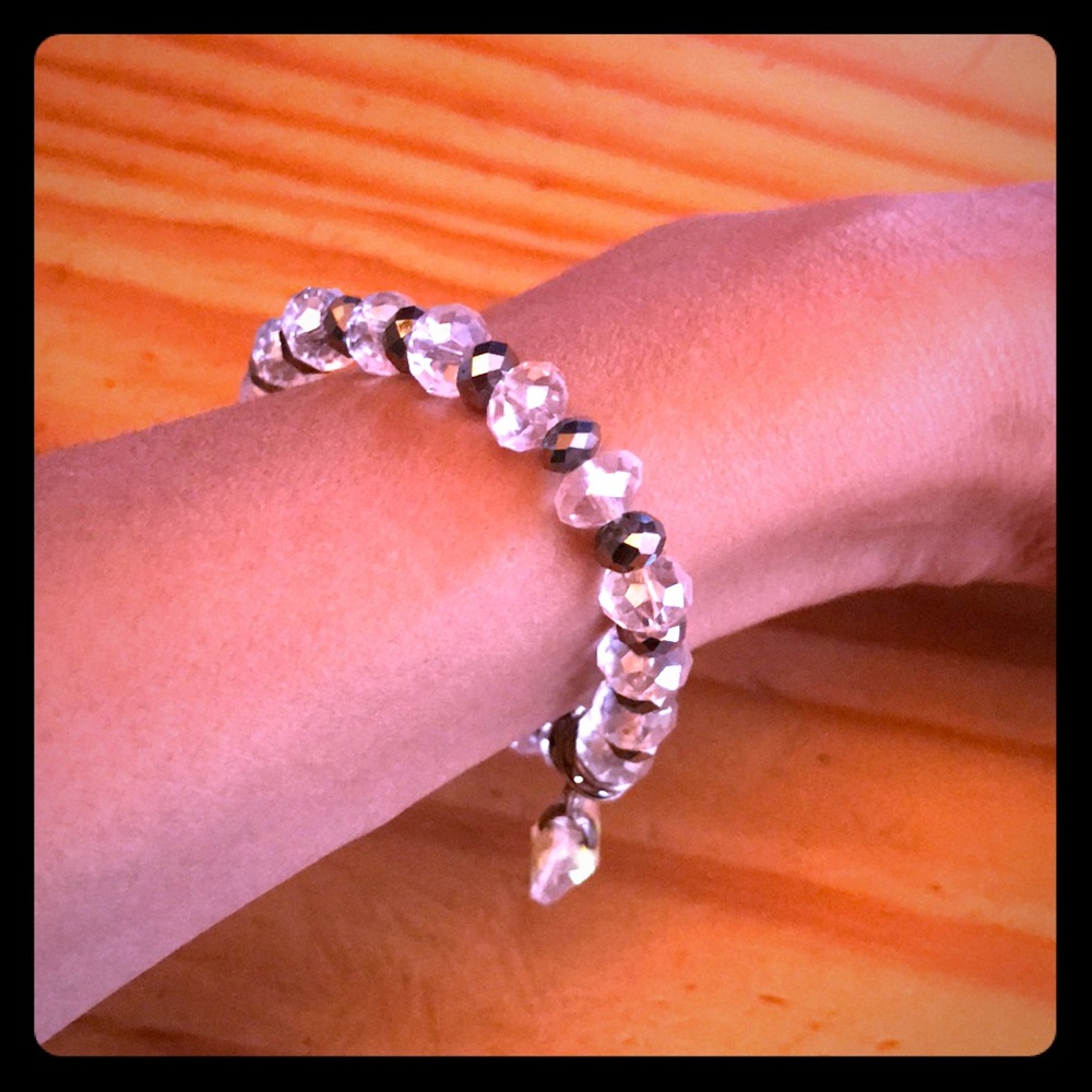 Smoky grey and clear sparkle bracelet
